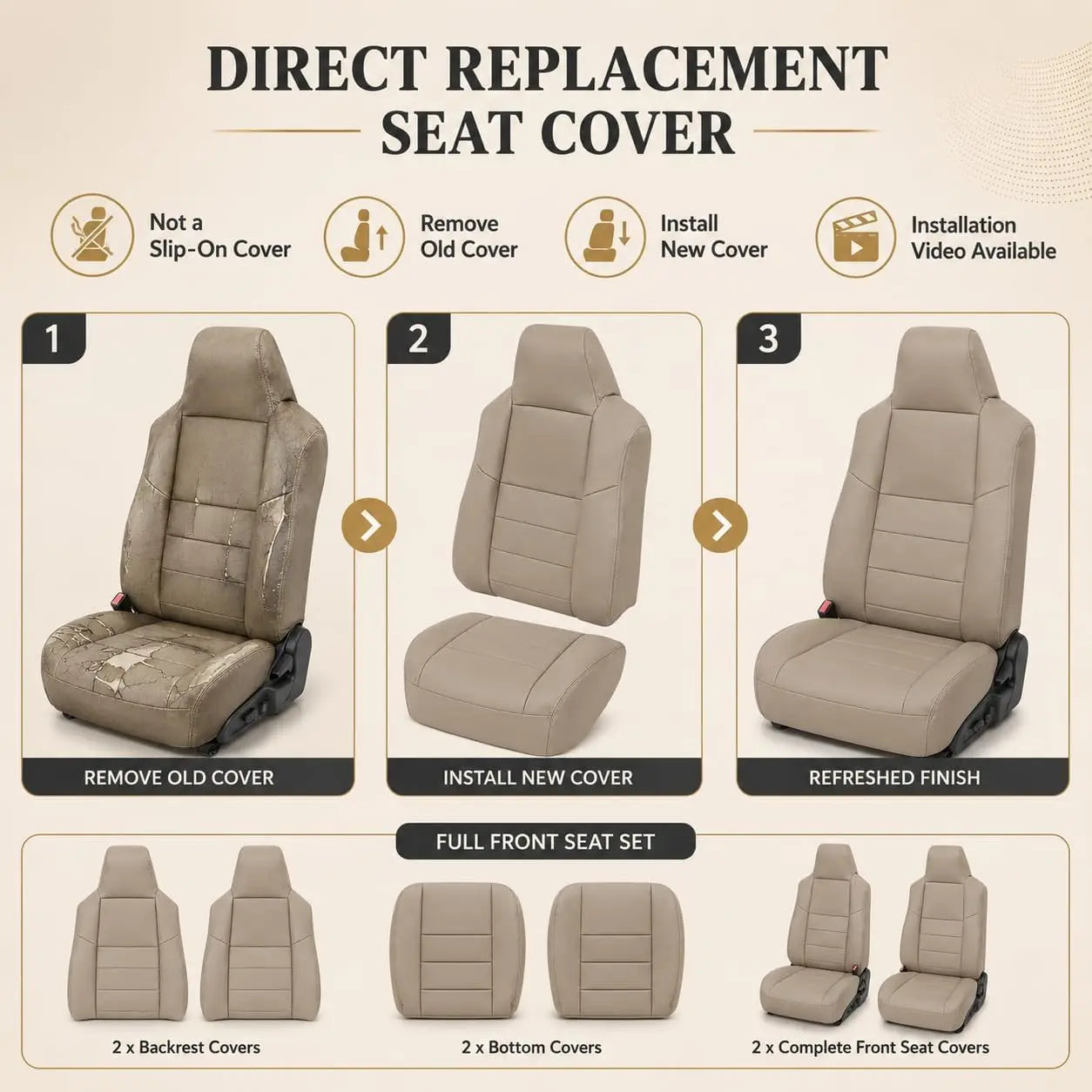 Front Microfiber Leather Car Seat Covers For Ford F250