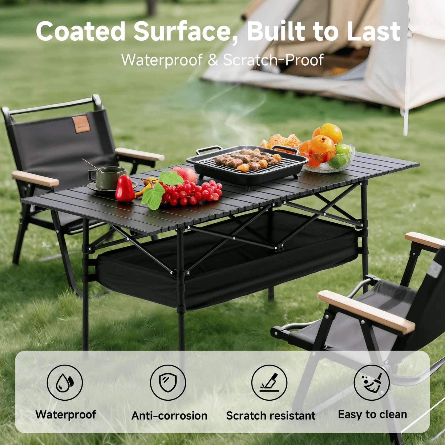 Senmeo Camping Table Fold Up Lightweight Aluminum With Carry Bag
