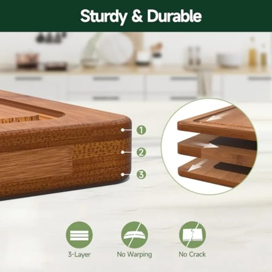 Wood Cutting Board With Deep Juice Grooves And PreOiled Finish