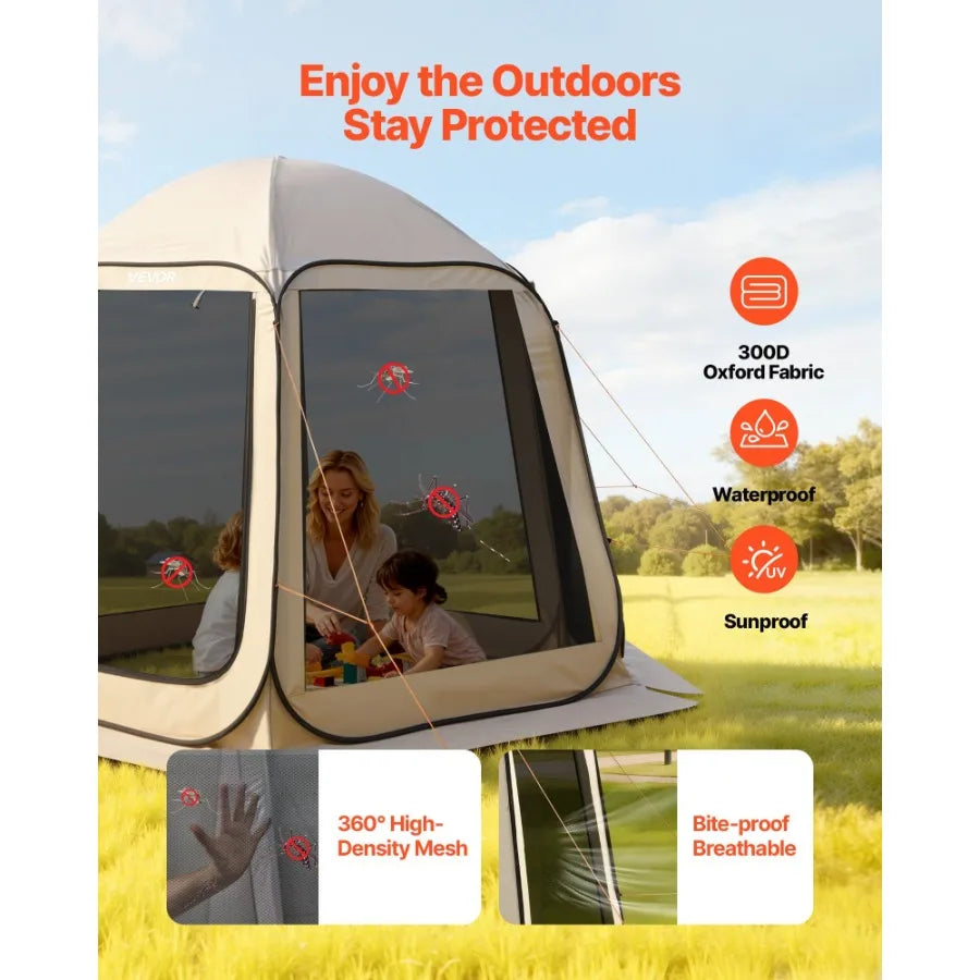 Pop Up Screen House Tent With Netting Sides For Garden Use