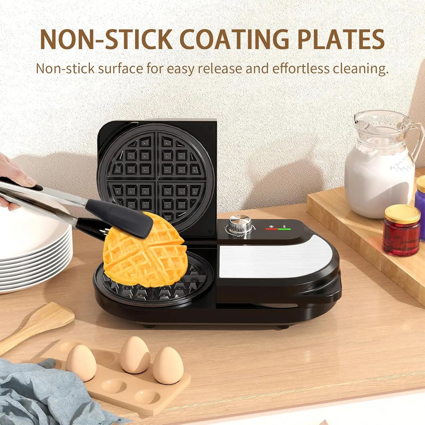 Double Belgian Waffle Maker 1400W For Breakfast And Snacks